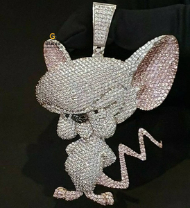 Pendentif et breloque personnalisé en or blanc 10 carats de haute qualité avec moissanite Hip Hop glacé avec une coupe ronde VVS clarté dessin animé - Product Image 1