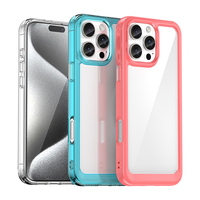 Nouvelle Coque de Téléphone Légère en TPU Souple Transparente avec Boutons Électroplaqués, Design Couleur Pure, Protection en Acrylique Coloré et Design Spacieux
