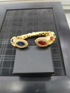 Lắc tay mạ vàng thủ công bằng đồng thau, đính đá zircon, kiểu dáng thời thượng phong cách Trung Đông, sang trọng - Product Image 2