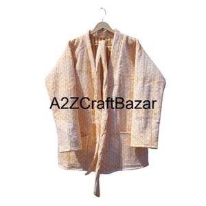 Veste matelassée en coton réversible faite à la main pour femmes, imprimé floral en blocs, style indien bohème, vêtements d'hiver - Product Image 2