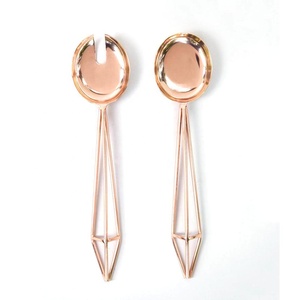 Service à salade en relief, service à salade, cuillère et fourchette, service à salade, avec poignée en or, service de couverts en laiton - Product Image 2