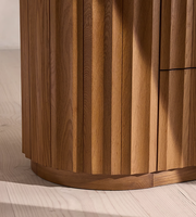 Commode à 3 tiroirs en bois de frêne massif avec plateau en marbre véritable de style moderne pour la chambre à coucher