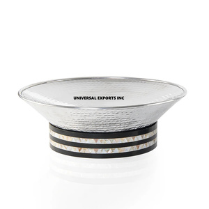 Polished Eco-Friendly Stainless Steel Hammered <b>Chocolate</b> Tray with Resin Holder Round Shape <b>Wedding</b> Tableware - Product Image 1