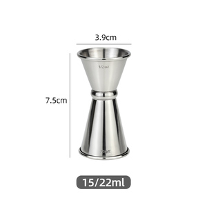 Jigger Doble de Acero Inoxidable 304 Premium, 15ml y 22ml, Acabado Espejo, Borde Enrollado, Taza Medidora para Bar, Mixología, Venta al por Mayor - Product Image 2