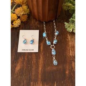 Ensemble de bijoux Shirley Henry, collier Lariat en turquoise Golden Hills et argent sterling - Product Image 1