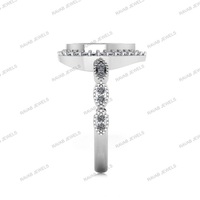925 Sterling Silber Blanko Birnenförmiger 8x10mm Fassung für CZ Hochzeits-Cocktailring Geeignet für Asche & Harz-Arbeiten Muttermilch DIY Schmuck