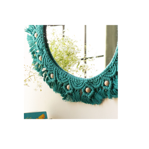 กระจกสไตล์โบโฮสำหรับแขวนผนังขอบมาการ์เม่อุปกรณ์โรงงานกระจกทรงกลมสำหรับตกแต่งบ้านโรงแรมที่พักรีสอร์ทฯลฯ - Product Image 3