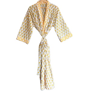 Unisex Printed <b>Kantha</b> <b>Jacket</b> for Fashion Cotton Fabric Long Sleeve Bohemian Long Coat With Belt - Product Image 1