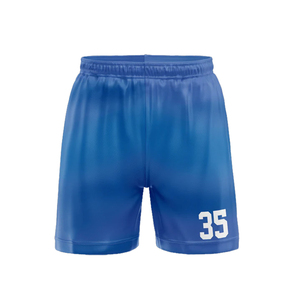 Unisex Blue Basketball Shorts With Number 35 Sublimated Print Quick Dry Polyester Elastic Waist Regular Fit Adult Sports Shorts - Product Image 1