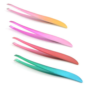 Pince à cils personnalisée de haute qualité, ensemble de pinces à cils à pointe inclinée en acier inoxydable, pinces à sourcils durables pour volume - Product Image 6