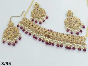 FORMA CUADRADA ÚLTIMA GOTA COLLAR DE COBRE CHAPADO EN ORO A LA MODA CON PENDIENTES CHANBALI MANGTIKKA SET & JOYERÍA SET MUJER - Product Image 4