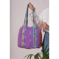 Sac fourre-tout bohème vintage en coton Kantha, fait main en Inde, durable, avec bandoulière pour femme, capacité 3L+, idéal pour les courses et un usage quotidien