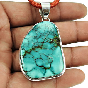 Pierre précieuse turquoise tibétaine naturelle en argent sterling 925 Design unique Pendentif tendance Bijoux de naissance de décembre Fournisseurs en vrac - Product Image 1