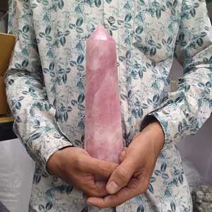 Vente en gros Grande pointe de tour en quartz rose rose Baguette artisanale en cristal de quartz rose en vrac naturel de haute qualité Style de guérison et d'amour - Product Image 2