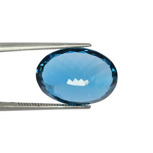 Pierre précieuse en topaze bleue de Londres de 16x12 mm - Forme ovale - Topaze bleue de Londres facettée - Pierre naturelle de qualité exceptionnelle - Product Image 6