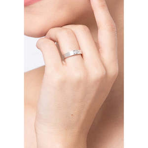 Bague ajustable CLARA pour femmes et filles, en argent sterling 925 avec finition mate partielle, diamant et placage rhodium, cadeau élégant - Product Image 4