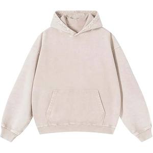 Sweats à capuche personnalisés de haute qualité Streetwear sweat à capuche blanc fermeture éclair vintage double couche lavage à l'acide soleil délavé poches en détresse sweats à capuche - Product Image 1