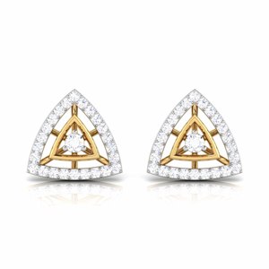 Pendientes de oro sólido de 14K y 18K hechos a mano indios con tachuelas de diamantes naturales Diseño atemporal Pendientes de tuerca de diamantes naturales reales - Product Image 2