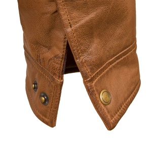 Chaqueta de Cuero Genuino Personalizada para Hombre, Cuello Camisero, Marrón, Impermeable, Bolsillo con Cremallera, Logotipo Frontal, Diseño Personalizado - Product Image 4