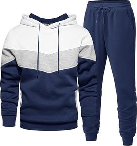 Men's Tracksuits <b>Long</b> Sleeve Hooded <b>Sweatshirt</b> and Sweatpants Breathable Knitted Outfits Winter Casual Sweatsuits - Product Image 2