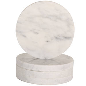 ที่รองแก้วไม้อะคาเซียหินอ่อนสีขาวทรงกลมสำหรับเครื่องดื่มสำหรับร้านอาหารสำนักงานและใช้ในบ้านที่ขัดด้วยน้ำได้อย่างปลอดภัย - Product Image 3