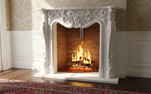 Marco de Chimenea de Mármol Blanco Hecho a Mano, Soporte de Pilar Clásico Moderno, Independiente, Tamaño Personalizado, Interiores de Sala de Estar 5 - Product Image 2