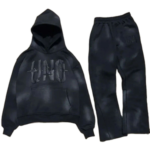 OEM Pantalon de survêtement à capuche évasé 320GSM personnalisable pour hommes, survêtement d'hiver, jogging imprimé bouffant lourd, grande taille, solide - Product Image 2