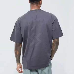 เสื้อยืดบ็อกซี่สำหรับผู้ชายทรงหลวมผ้าคอตตอนสี100% แบบเรียบบริการผลิตตามสั่ง - Product Image 6