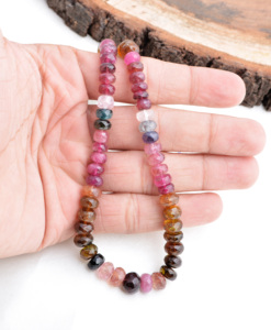 Cuentas de Turmalina Multicolor con Corte Checker, 1 Hilo de 6mm a 9mm, Naturales para la Elaboración de Joyería Fina, Collar de Piedras Preciosas - Product Image 4