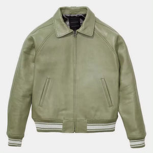 Tendencia OEM Super calidad cuero genuino precio al por mayor más vendido personalizado Logo chaqueta de cuero bombardero hecho en Pakistán - Product Image 4