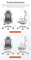 (Sihoo M57C) Chaises de bureau ergonomiques à la maison Accoudoir 4D Chaises à dossier haut Fauteuil de direction Coussin de siège en maille