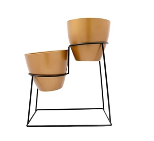 Maceta nórdica de color dorado Premium con soporte: hierro de metal hecho a mano, recubierto de polvo para decoraciones de interiores, el mejor proveedor - Product Image 2