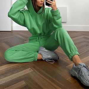 Ensemble de survêtement personnalisé 2 pièces sweat à capuche et joggeurs de sport pour femmes survêtement d'hiver à la mode surdimensionné pour femme survêtement - Product Image 2