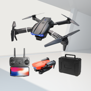 โดรนสี่ใบพัดกล้องคู่4K พับได้รุ่น E88โดรนแอลอีดีแบ็คไลท์ของเล่นควบคุมระยะไกลขนาดเล็กสำหรับผู้เริ่มต้น - Product Image 1