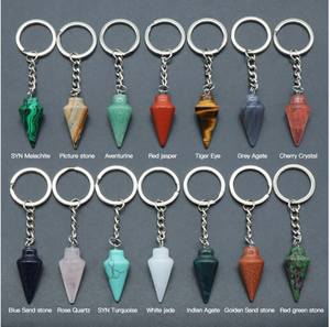 Cone Stone keychain, Healing <b>Crystal</b> Gemstone Bead Keyring,<b>Crystal</b> Keychain,<b>Bag</b> Accessory,Gift For Mom/Friend -YF2212 - Product Image 2