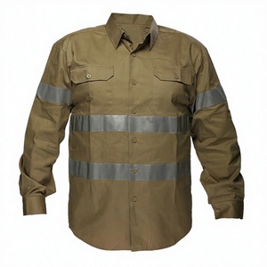 Chemise de travail haute visibilité à manches longues en coton personnalisée pour hommes, vêtements de travail réfléchissants, chemise de travail haute visibilité - Product Image 1