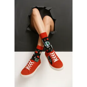 Unisex 6-<b>Pack</b> Patterned Ankle Socks <b>Back</b> to School Series for Daily Use for Autumn Season - Product Image 1
