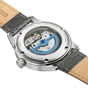 Montre mécanique pour homme OEM ODM automatique avec date rétrograde, phases de lune, acier inoxydable 316L, saphir, cuir suédé - Product Image 3