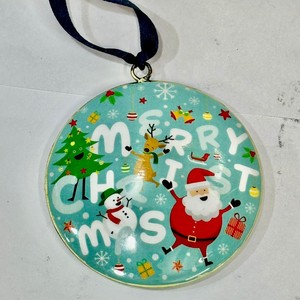 Metal Iron Material High Quality Christmas <b>Tree</b> Hanging Decoration Ornament Printed Decal With Rope - Product Image 5
