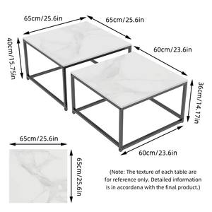 Modern European Eco-Friendly Two-Piece Coffee <b>Table</b> Set with Metal Frame and Square <b>Marble</b> Pattern for Home Office - Product Image 6