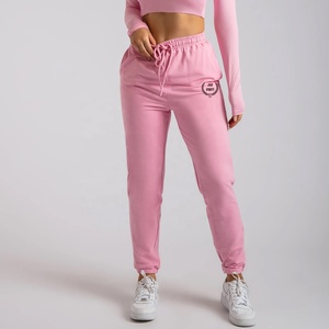 Vente en gros de haute qualité rose surdimensionné femmes empilé Baggy unisexe dentelle écologique respirant coton thermique polaire Joggers - Product Image 2