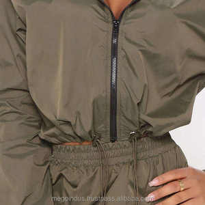 Survêtement décontracté d'hiver avec logo personnalisé pour hommes, tenues 2 pièces, costume coupe-vent, sweat à capuche et jogging léger avec fermeture éclair complète - Product Image 5