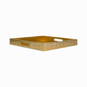 Plateau en laque fait main avec motif en feuille d'or pour servir les aliments, table et usage décoratif en provenance du Vietnam - Product Image 4