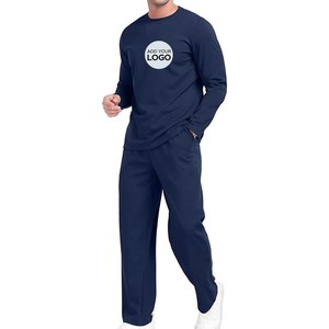 Conjunto de chándal de 2 piezas para hombre, sudadera de jacquard informal con cuello redondo, pantalones de chándal, conjunto de chándal - Product Image 2