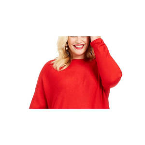 INC International Concepts Maglione Rosso da Donna Stile Coreano con Orlo Asimmetrico, Maniche Lunghe, Sottile, Lavorato a Maglia, Casual, Taglia 3X per l'Autunno - Product Image 2