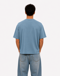 <b>Men</b> Fashion Tee Strong Italian Roots Made 100% Cotton Heavyweight Fabric 220 Gsm Anti-Pilling ODM Turquoise StreetStyle Boxy Fit - Product Image 3