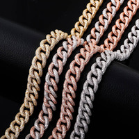YYN Venta al por Mayor Pulsera Cubana de 13mm para Hombre, Chapada en Oro Real sobre Cobre con Circonitas, Joyería Hip Hop, Diseño de Cierre de Caja Grande