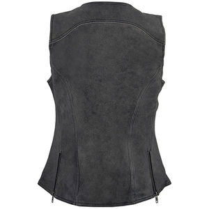 Gilet en cuir d'hiver pour femmes Fermeture éclair Mode Sans manches Coupe-vent Imperméable Vêtements d'extérieur personnalisables Poches Couleur unie - Product Image 2