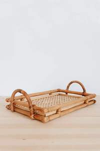 Bandeja de mimbre de bambú moderna hecha a mano con asa, bandeja redonda para servir alimentos de pared alta, multiusos - Product Image 6