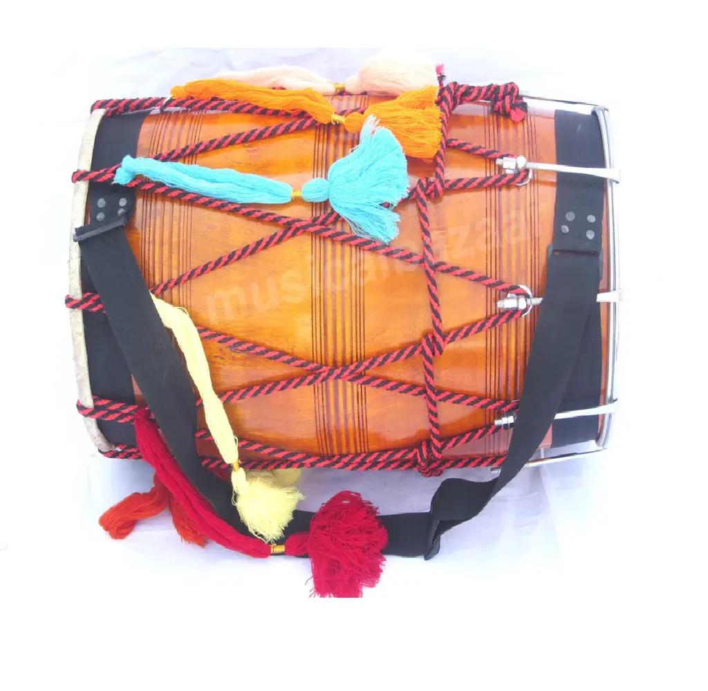 Dhol Bhangra Kirtan 음악 유산 조각 나무 Dholak 인도 수제 나무 돌키 뮤지컬 드럼 양 피부 인도 가격